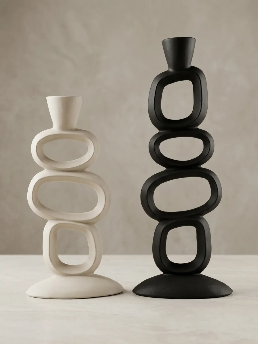شمعدان مدل ژورنالی پایه دار مدرن مجموعه دو عددی - Thumbnail 1